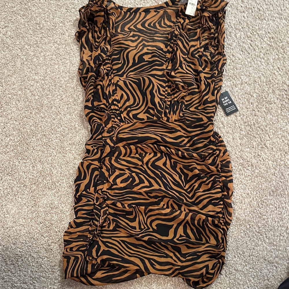 Zebra Print Ruched Dress